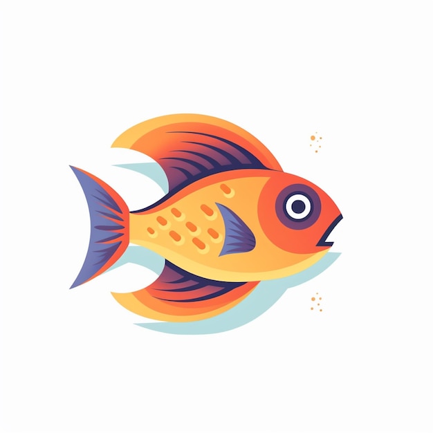 flat color fish logo vector