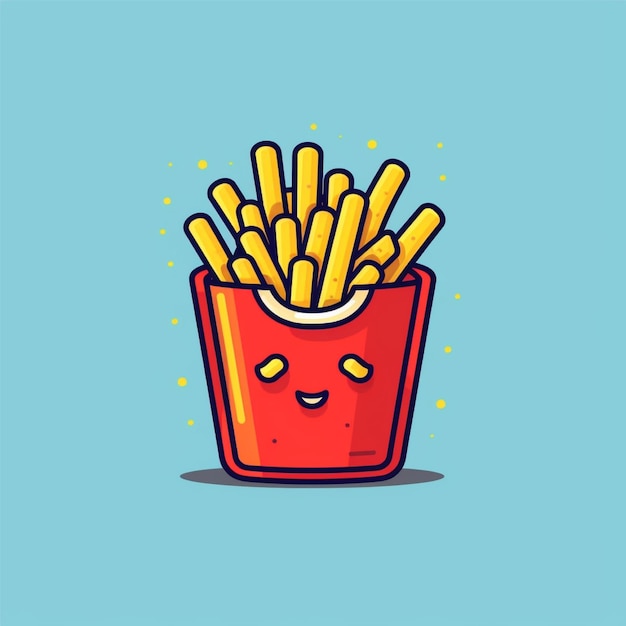 flat color french fries logo vector