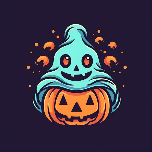 flat color halloween logo vector