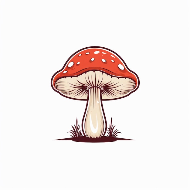 flat color mushroom logo vector