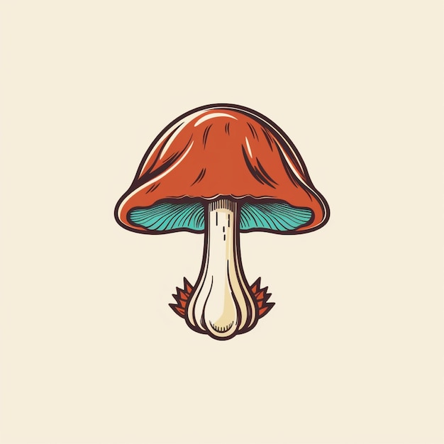 flat color mushroom logo vector