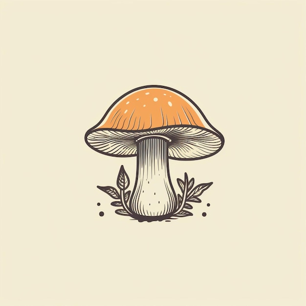 flat color mushroom logo vector