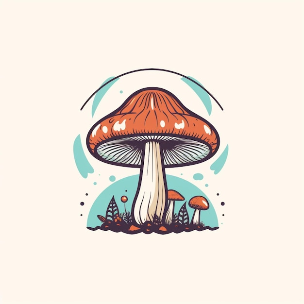 flat color mushroom logo vector