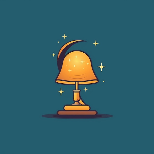 Photo flat color night lamp logo vector