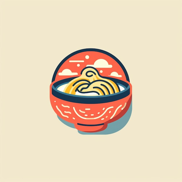 flat color noodles logo vector