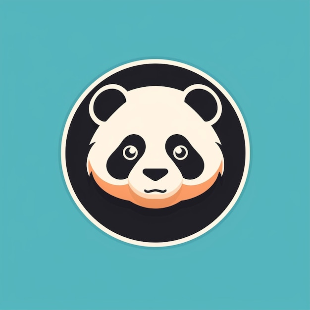 flat color panda logo vector