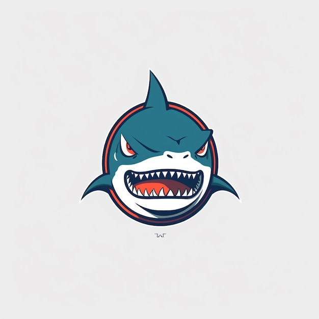 flat color shark logo vector