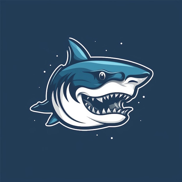 flat color shark logo vector