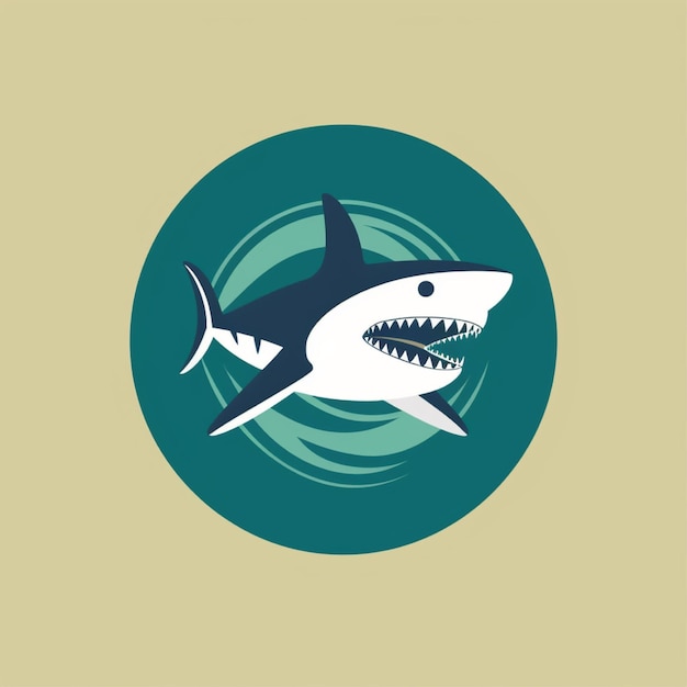 flat color shark logo vector