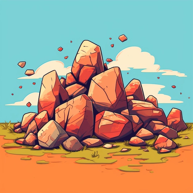 Photo flat color simple rocks vector