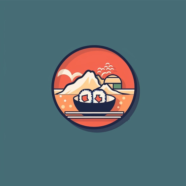 flat color simple sushi logo vector