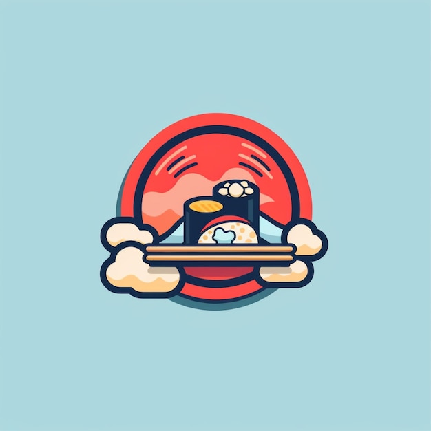 flat color simple sushi logo vector