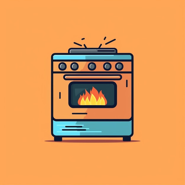 flat color stove logo vector