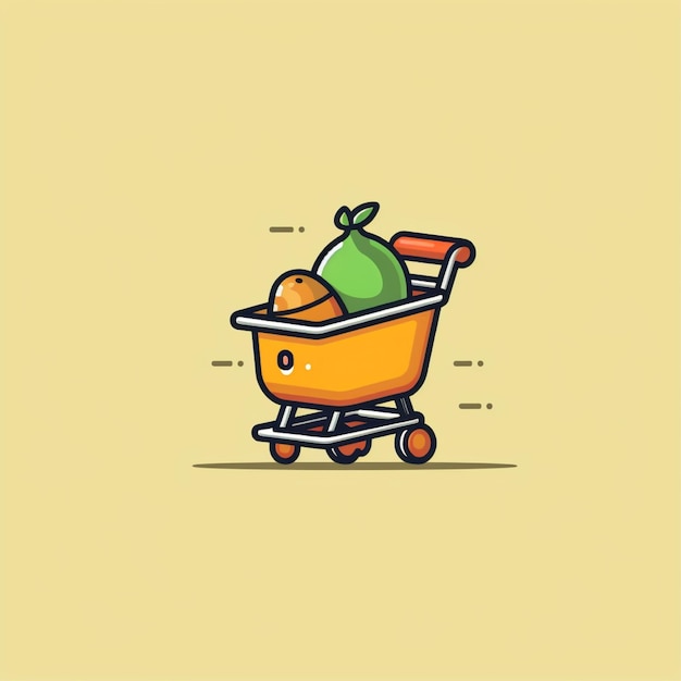 flat color wheelbarrow logo vector