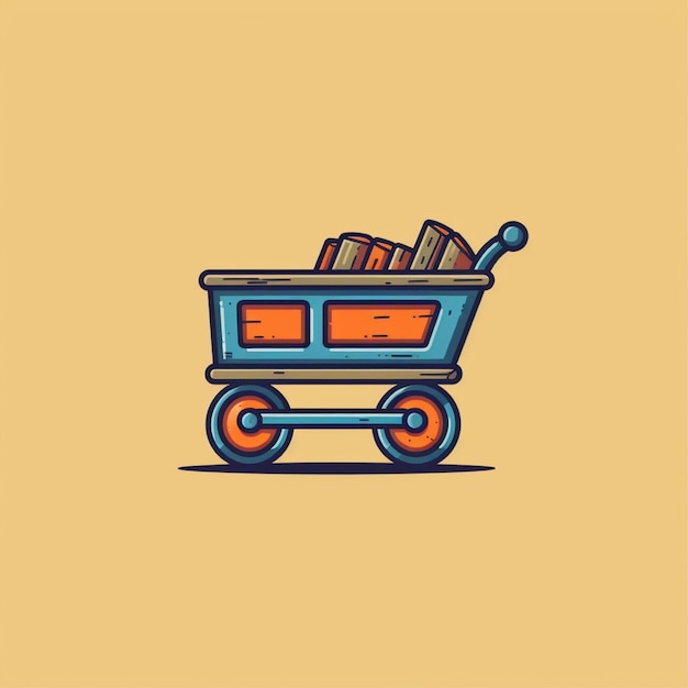 flat color wheelbarrow logo vector