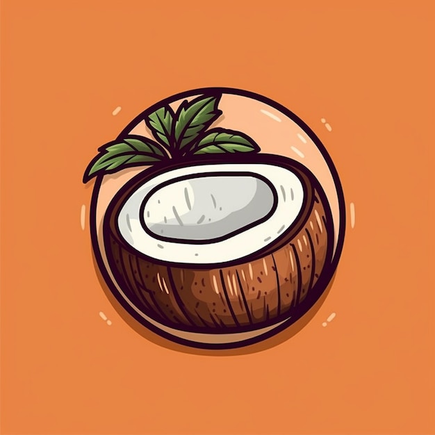 flat color young coconut fruit logo vector