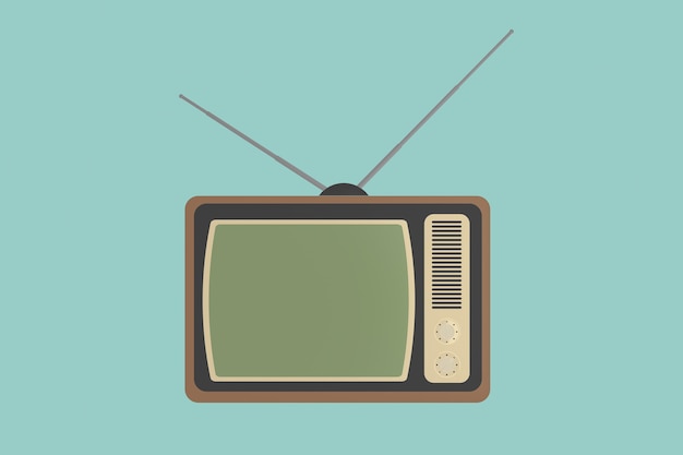 Flat Conceptual Illustration of Classic vintage TV on a green background