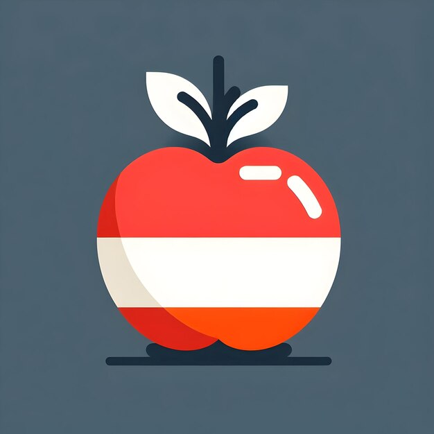 Photo flat design as apple icon with copy space on a gray background concept as a vector image of an apple