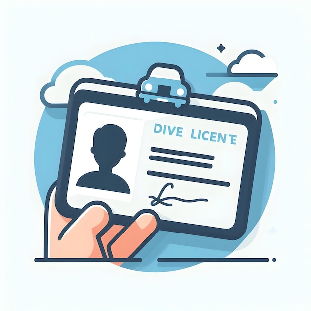 Photo flat design as driver license icon with copy space on a white background concept as a vector image o