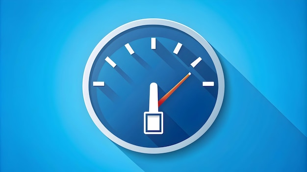 Flat design as Fuel gauge icon with copy space on a blue background concept as A vector image of a f