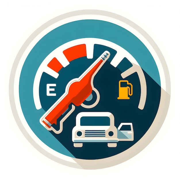 Flat design as Fuel gauge icon with copy space on a blue background concept as A vector image of a f