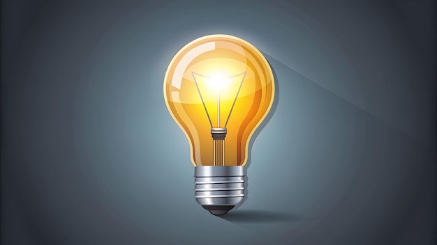 Flat design as Lightbulb icon with copy space on a gray background concept as A vector image of a li