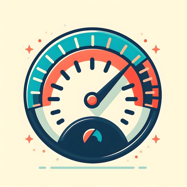 Flat design as Speedometer icon with copy space on a gray background concept as A vector image of a