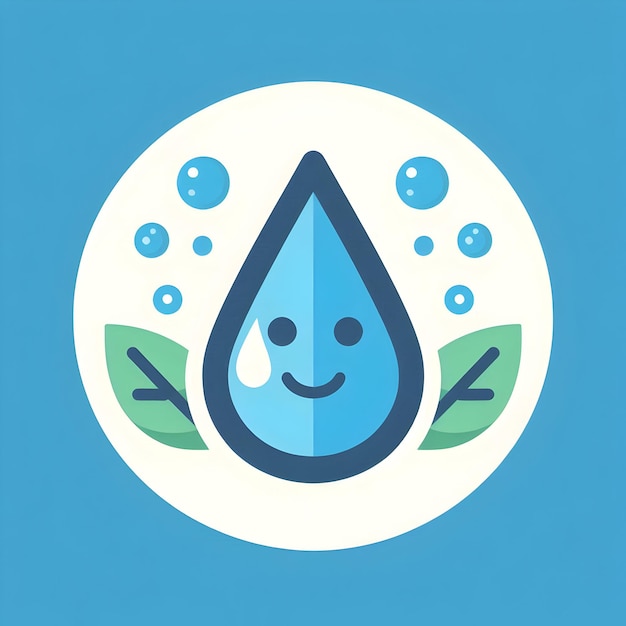 Photo flat design as water drop icon with copy space on a minimalist background concept as a vector image