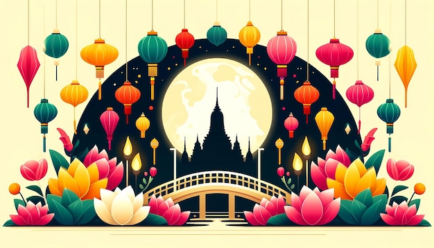 A flat design background suitable for the Vesak festival celebration