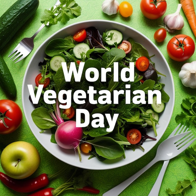 Flat Design Background for World Vegetarian Day