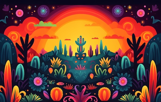 flat design colorful mexican background