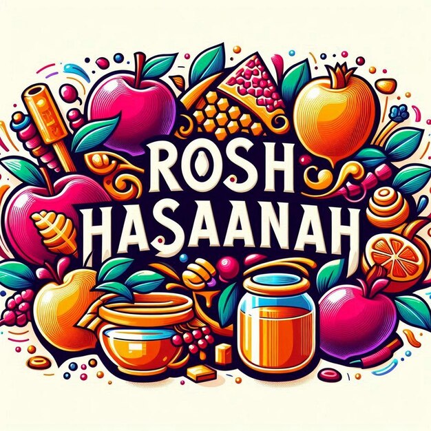 Photo flat design concept for rosh hashanah