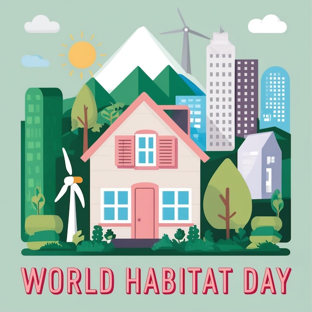 Photo flat design concept for world habitat day