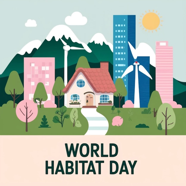 Flat Design Concept for World Habitat Day