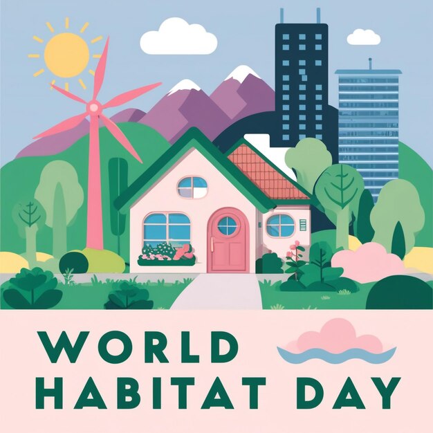 Photo flat design concept for world habitat day