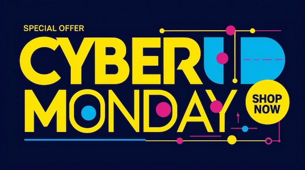 Flat design cyber monday concept