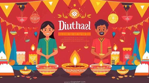 Photo flat design diwali sale flyer template