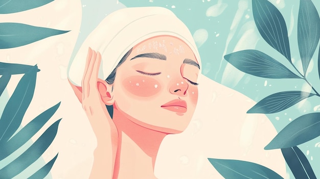 Photo flat design facial massage art illustration