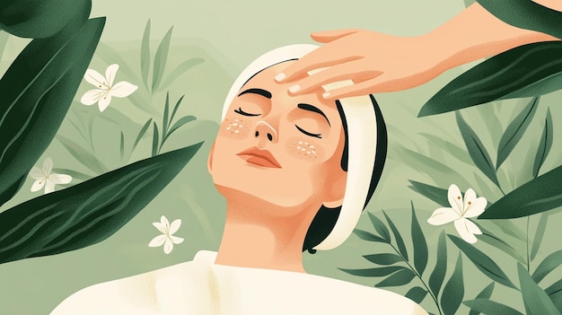 Photo flat design facial massage art illustration