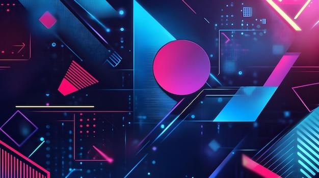 Photo flat design featuring realistic 80s geometric background illustration