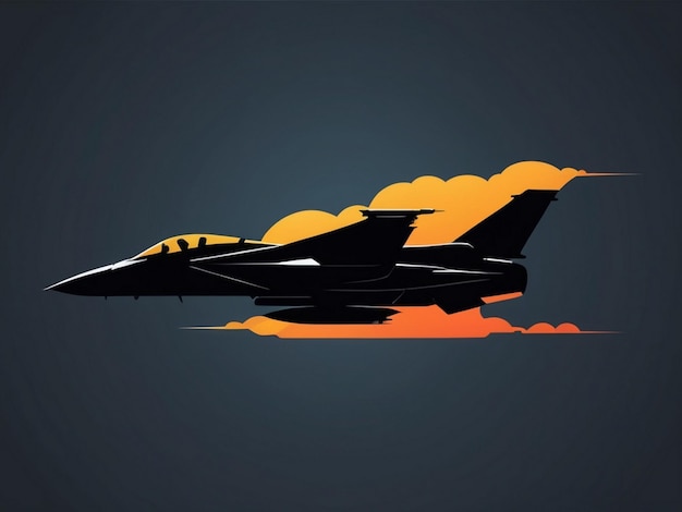 Flat design fighter jet silhouette Created by AI