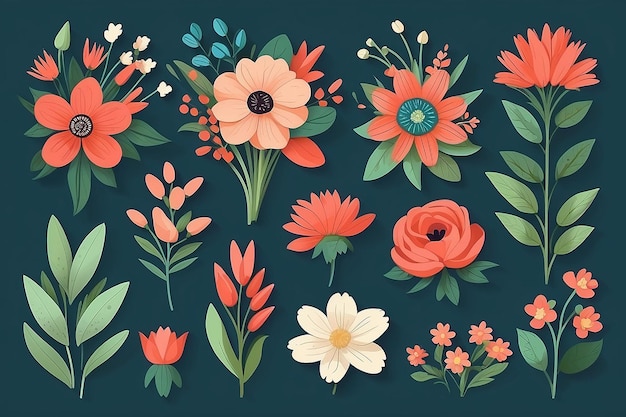 Flat Design Flower Arrangement Collection HandDrawn Floral Delight