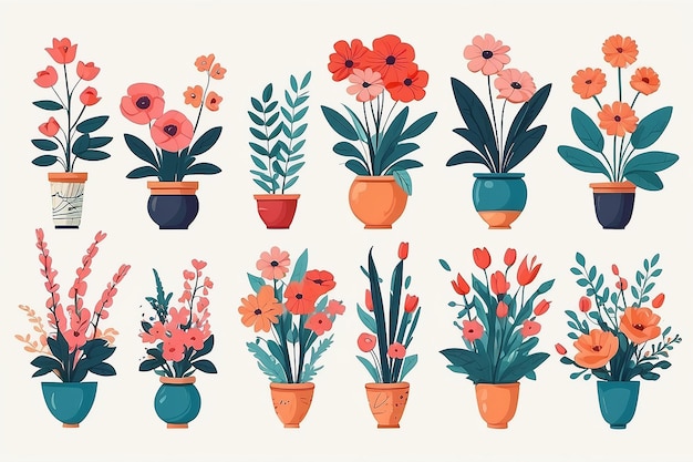 Flat Design Flower Arrangement Collection HandDrawn Floral Delight