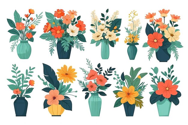 Flat Design Flower Arrangement Collection HandDrawn Floral Delight