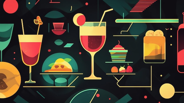 Photo flat design food drink icons colorful and stylish illustrations