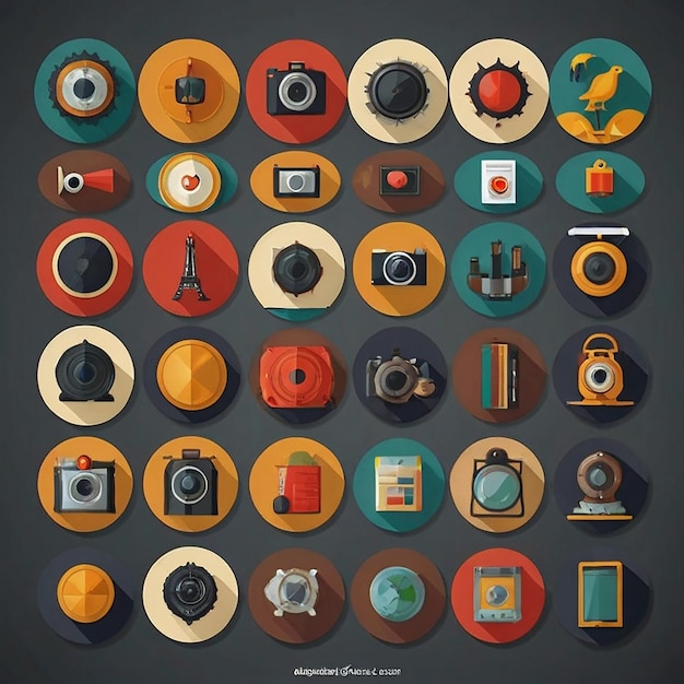 Photo flat design icons