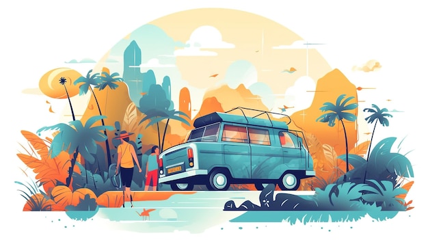 flat design illustration retirement travel