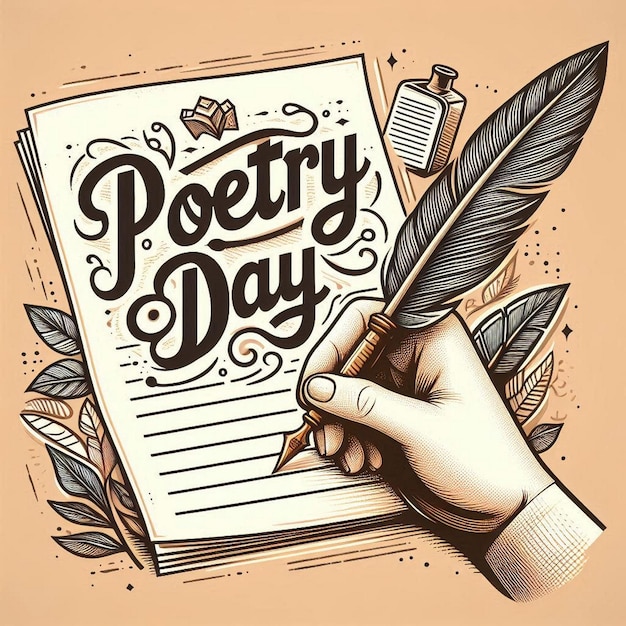 Photo flat design illustration for world poetry day