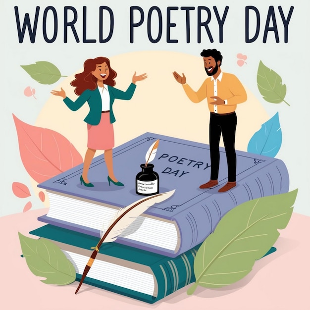 Flat Design Illustration for World Poetry Day