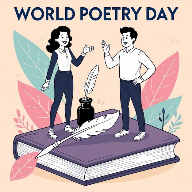 Flat Design Illustration for World Poetry Day